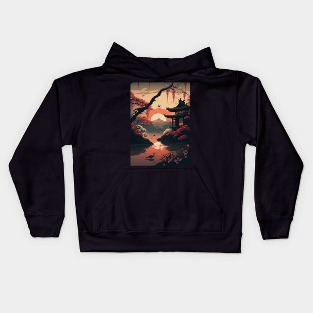 Japanese Garden Kids Hoodie by Durro